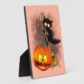 Plaque Photo Chat effrayé par Citrouille Fun Halloween caractèr (Côté)