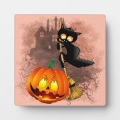 Plaque Photo Chat effrayé par Citrouille Fun Halloween caractèr (Devant)
