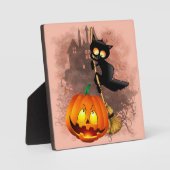 Plaque Photo Chat effrayé par Citrouille Fun Halloween caractèr (Recto)