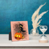 Plaque Photo Chat effrayé par Citrouille Fun Halloween caractèr (Insitu)