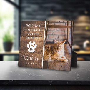 Plaque Photo Chat Empreinte de Patte Personnalisée Rustique En