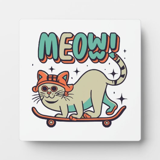 Plaque Photo Chat Glissant Miaou (Devant)