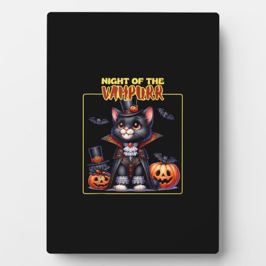 Plaque Photo Chat Halloween Éffrayant Kitten Lover Tricot Ou Tr (Devant)