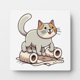 Plaque Photo Chat Jouant avec du Papier Toilette