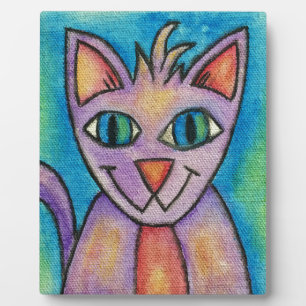 Plaque Photo Chat Kitty Rose Violet