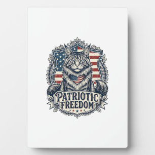 Plaque Photo Chat Maine Coon Patriotique