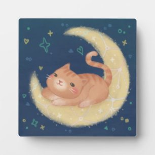 Plaque Photo Chat mignon sur la Lune
