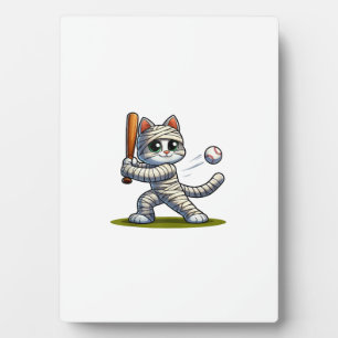 Plaque Photo Chat momie baseball citrouille Halloween. Débardeu