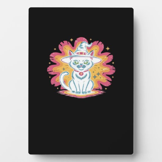 Plaque Photo Chat noir avec fleur psychédélique T-Shir surdimen (Devant)