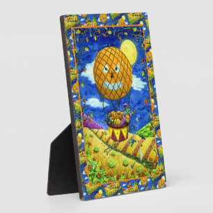 PLAQUE PHOTO CHAT NOIR DANS L'AIR CHAUD BALLON HUMOUR ART FOLK