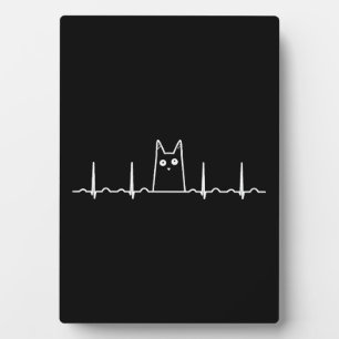 Plaque Photo chat noir enfants cadeau battement de coeur
