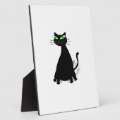 Plaque Photo Chat noir gras aux yeux verts (Côté)