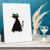 Plaque Photo Chat noir gras aux yeux verts (Côté)