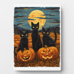 Plaque Photo Chat noir Halloween Amoureux de les chats Starry N