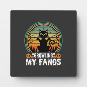 Plaque Photo Chat noir Halloween grognant mes crocs design rétr