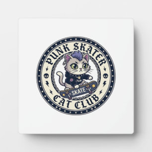 Plaque Photo Chat Punk Skateur Drôle Conception pour Amateur de