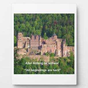 Plaque Photo Château de Heidelberg en allemand et dicton allema
