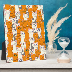 Plaque Photo Chats blancs et gingembre motif yeux verts yeux bl