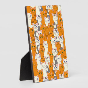 Plaque Photo Chats blancs et gingembre motif yeux verts yeux bl