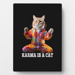 Plaque Photo Chats, Karma est un chat, Yoga sport chat
