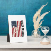 Plaque Photo Cheer Grandpa Patriotic Vintage Flag Shirt Design_ (Côté)