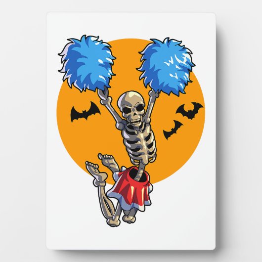 Plaque Photo Cheerled Skeleton Halloween Cheer Maman Filles Wo (Devant)