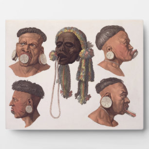 Plaque Photo Chefs des Indiens Botocudos (gravure couleur)