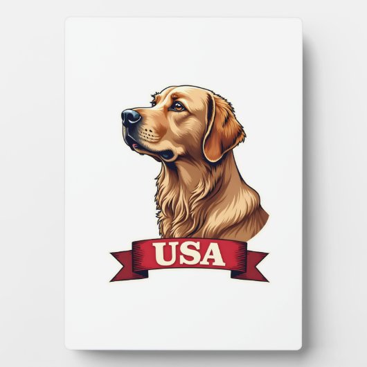 Plaque Photo Chemise avec gravure vintage USA Golden Retriever (Devant)