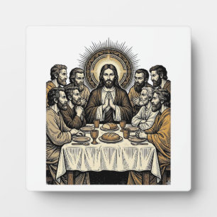 Plaque Photo Chemise d'art religieux gravure sainte cène vintag