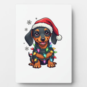 Plaque Photo Chemise de Noël de l'arbre de chiens de teckel Noë