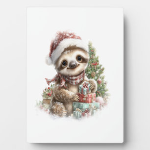 Plaque Photo Chemise de paresseux Chapeau de Noël de Père Noël