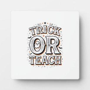 Plaque Photo Chemise de professeur Halloween Trick Or Teach vin