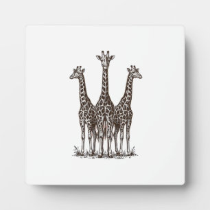 Plaque Photo Chemise de safari avec gravure de girafe vintage a