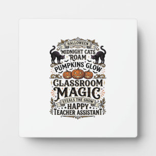 Plaque Photo Chemise d'Halloween d'Assistant d'Enseignant avec 
