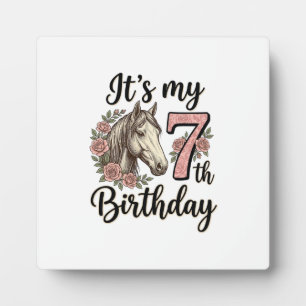 Plaque Photo Chemise Fille 7ème Anniversaire Cheval Floral Vint
