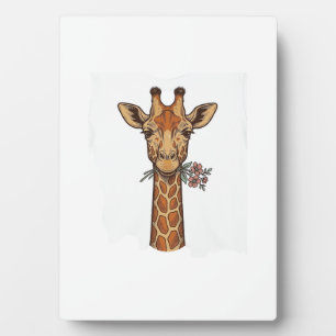 Plaque Photo Chemise Girafe Gravée Vintage Avec Fleurs_1