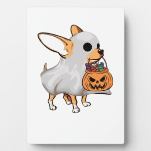 Plaque Photo Chemise Halloween Citrouille Fantôme Chihuahua