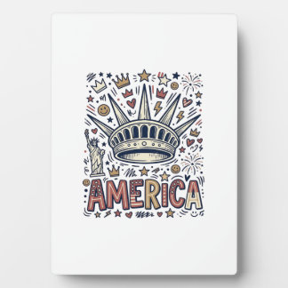 Plaque Photo Chemise patriotique Vintage America Liberty Crown