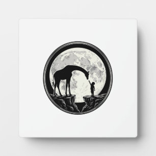 Plaque Photo Chemise silhouette de girafe et d'enfant sous la l