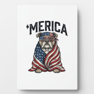 Plaque Photo Chemise vectorielle vintage 'Merica Bulldog patrio