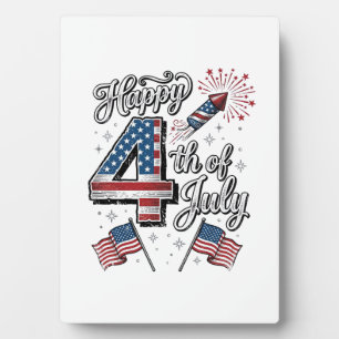Plaque Photo Chemise Vintage Happy 4 juillet Fête Patriotique F