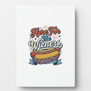 Plaque Photo Chemise vintage hot dog Here For The Wieners_1