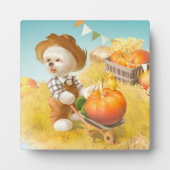 Plaque Photo Cher fermier chien avec Citrouille (Devant)