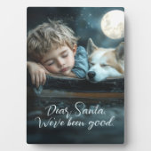 Plaque Photo Cher Père Noël, nous avons été une bonne photo de  (Devant)