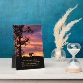 Plaque Photo Cheval au coucher du soleil avec mémorial d'arbre (Côté)