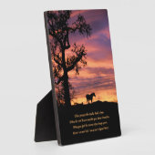 Plaque Photo Cheval au coucher du soleil avec mémorial d'arbre (Côté)