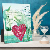 Plaque Photo Cheval Blanc Coeur Rouge Saint Valentin (Côté)