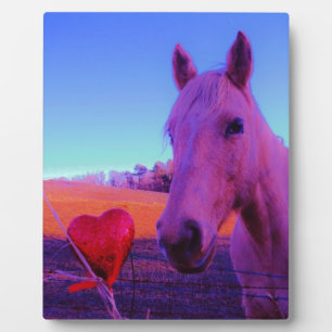 Plaque Photo Cheval Brown et Coeur Rouge