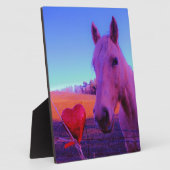 Plaque Photo Cheval Brown et Coeur Rouge (Côté)