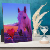 Plaque Photo Cheval Brown et Coeur Rouge (Côté)